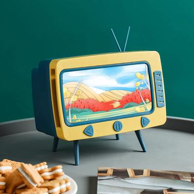 Tissue Box Holder Television Style Retro Design Multifunction Phone Slot Design Tissue Box Cover
