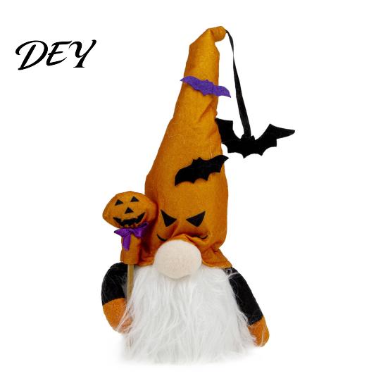 Holiday Party Supplies Halloween Light Up Gnome Decoration, Spooky Orange Black Swedish Tomte Elf Figurine, Room Decor Cute Plush Glowing Dwarf