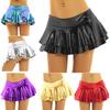 Women's Flirty Metallic Pleated Festival Ultra Micro-Mini Rave Skirt