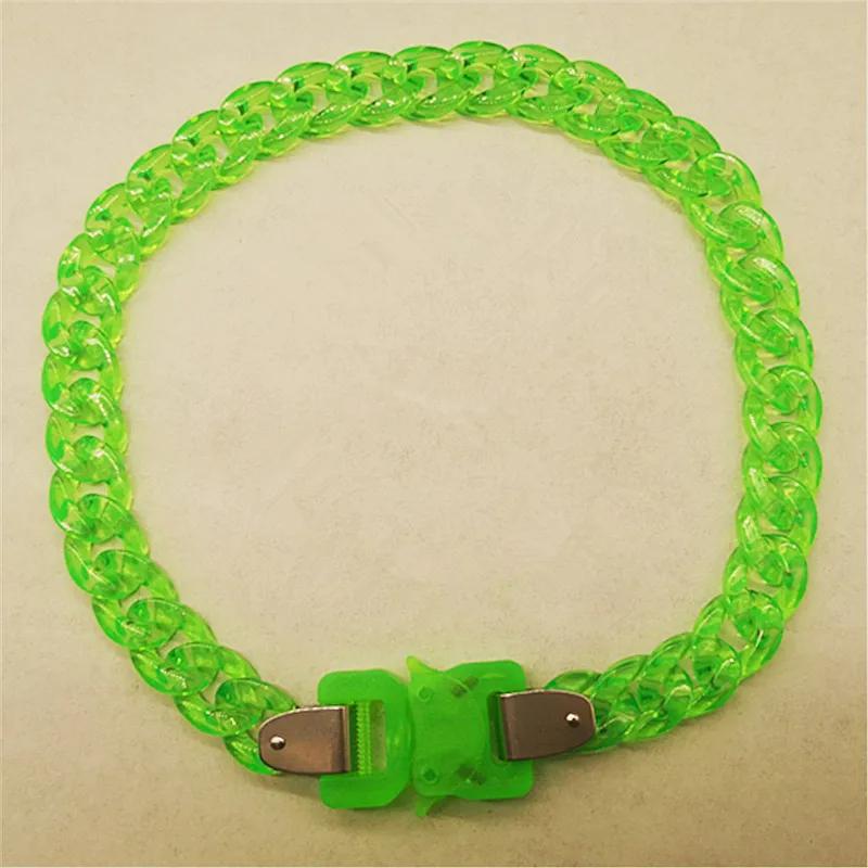 

Матовое прозрачное акриловое колье-подвеска в виде цепи с замком для женщин и мужчин, рок-звенья, чокер с пряжкой, хип-хоп, аксессуары для вечеринок зелёный