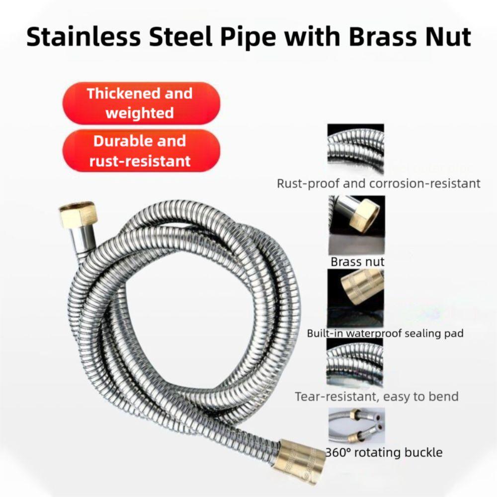 Reinforced Handheld Shower Head Hose Brass Nut Replacement Hose Universal Shower Hose  Home Hotel