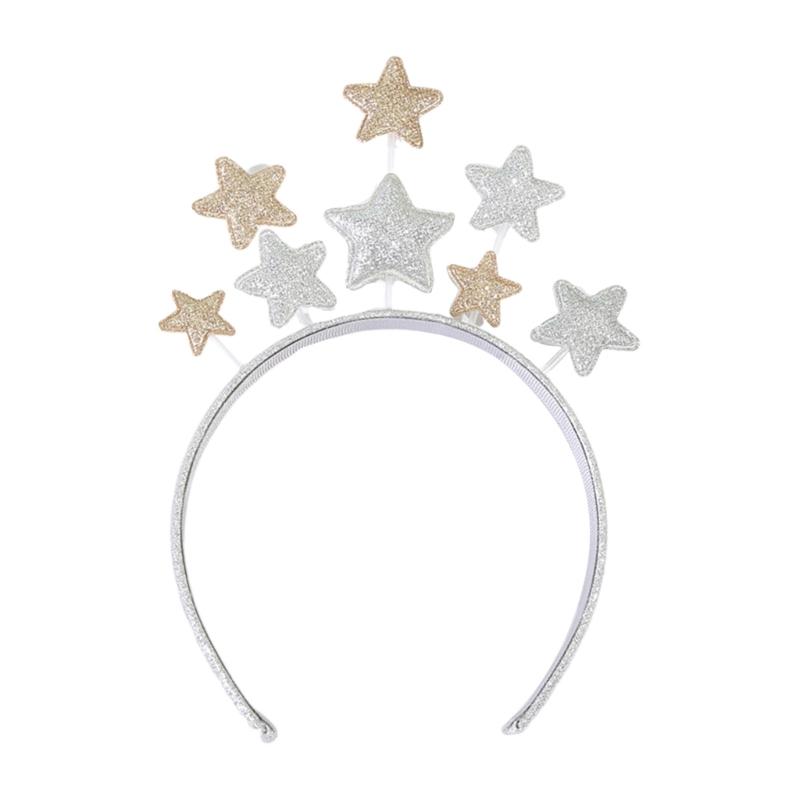 Adult Kids New Year Party Shinning Five-pointed Star Shape Headband Festival Hair Hoop for Performances Unisex Headpiece
