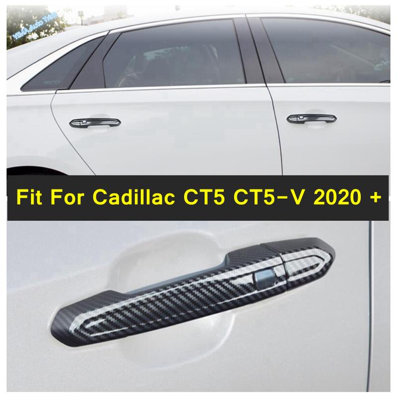 Carbon Fiber Outside Car Door Pull Doorknob Handle Bowl Cover Trim Fit For Cadillac CT5 CT5-V - 2024 Exterior Accessories
