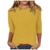 Blusa Casual de Gola O Estampada com Mangas Três Quartos para Uso Diário
