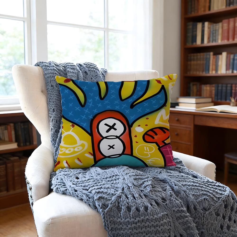 Dutchstreet Art Cushion Cover Anti-Dust Mite Short Plush Pillowcase - Invisible Zipper Silky Soft Sofa Cushion Cover