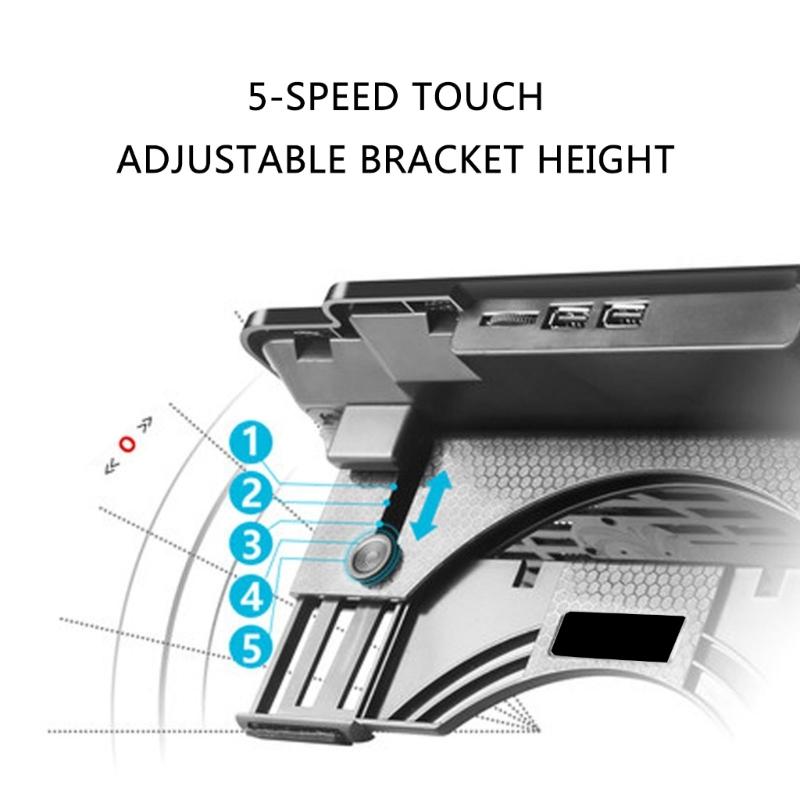 Laptop Coolers Large Size For Notebook Two USB LED Quiet Laptop Cooling Pad 6 Speed Adjustable Laptop Coolers Stand