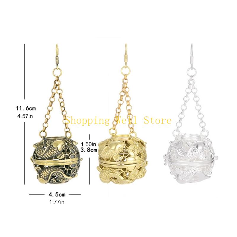 KX4B Elegant Brass Aromatherapies Ball Hanging Incenses Ball for Home Interior Decors