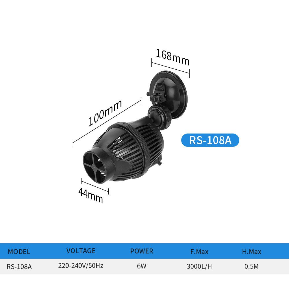 RS-108A 6W 3000L/H Single-head Fish Tank Wave Making Pump Aquarium Flow Maker Pump, EU Plug