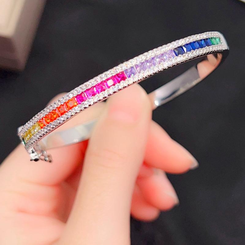 

БРАСЛЕТ BELLA BOX Тяжелая промышленность Высокоуглеродистая сталь Сверло Циркон Семицветный Турмалин Пряжка Подходит Для Женщин Вечеринка Модная Бижутерия No.1