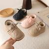 Baby Shoes with Fleece Lining Squeaky Warm First Walkers for 0-2 Years Old, Unisex Toddler Insulated Shoes