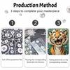 Sparkling Framed Pearl Painting Kit DIY with Cute Tiger Animal Design 3D Bead Art Canvas Ready To Display Home Wall Decor Gift Set for Crafts