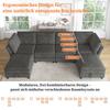 Modular U-/L-Shaped Corner Sofa, Combinable 6-Seater with Storage Stool, Cloud Design, Chenille Fabric, for Living Room, Apartment and Bedroom, Grey.
