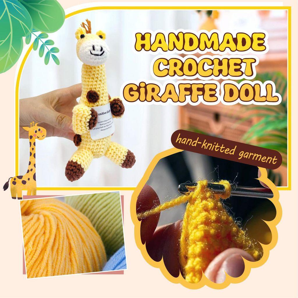 Giraffe Positive Crochet Animals Doll With Card Desktop Ornament Emotional Support Handmade Knitted Cheer Up Toy