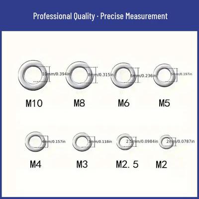 360-Piece M2-M10 Flat Washer Gasket Assortment Set