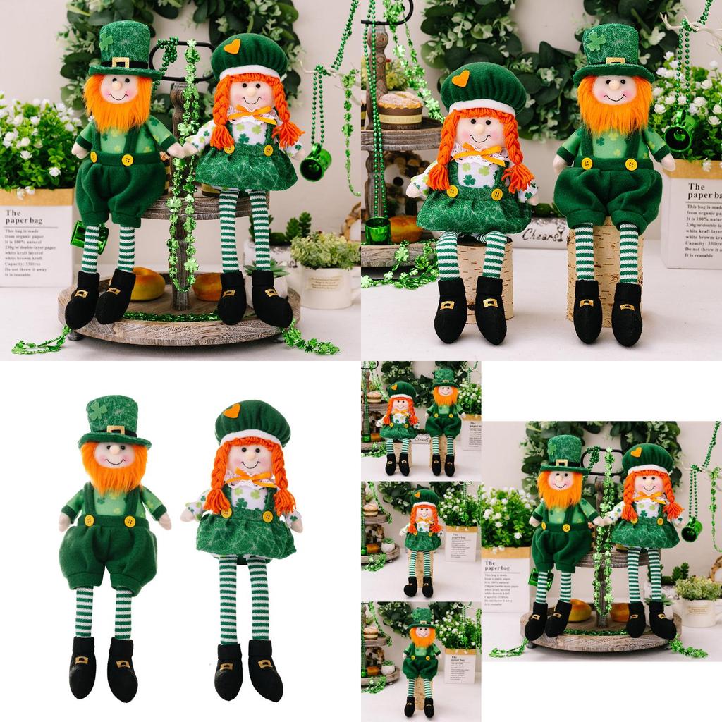 Charming Greenery Styled St Patrick's Day Decorative Doll With Hanging Legs For Festive Home Decor