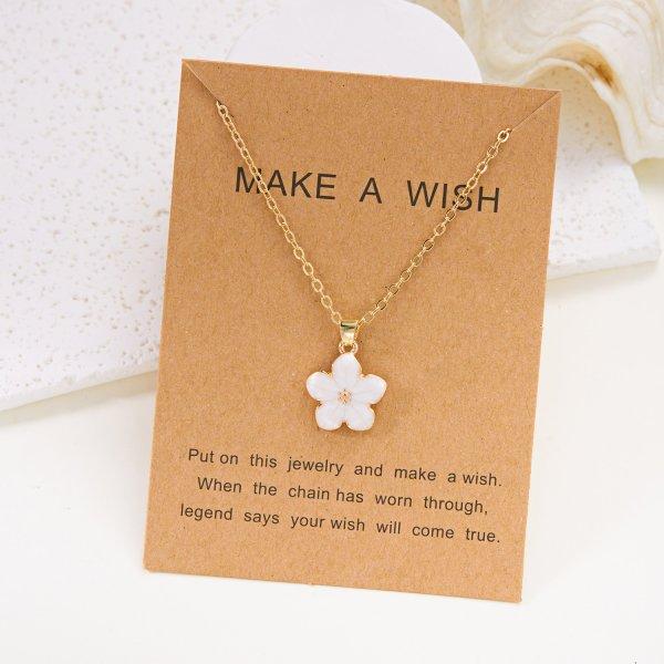 New Flower Pendant Necklace for Women Romantic Cherry Blossom Gold Color Metal Chain Choker Party Wedding Neck Jewelry