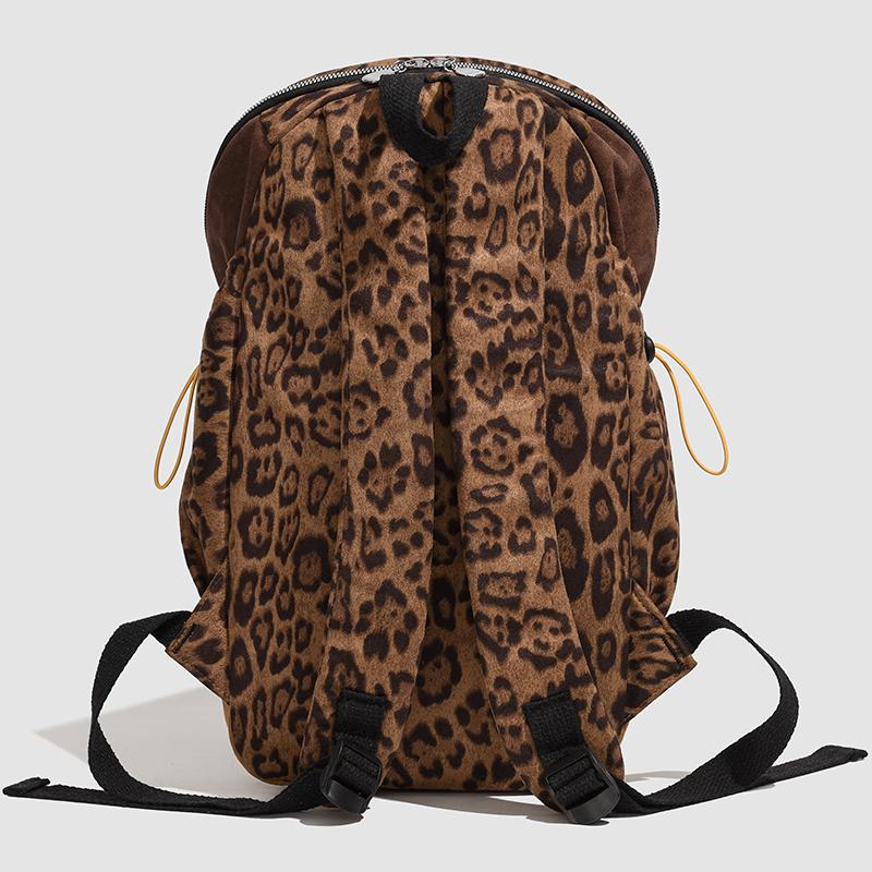 Leopard Print Backpack Student Schoolbag Lightweight Backpack