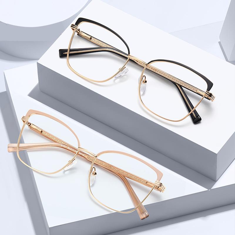 Anti-blue Light Semi Computer Stylish Office Screen Goggle Clear Transparent Spring hinge UV400 Rimless Ladies Myopia Glasses Female Eyewear