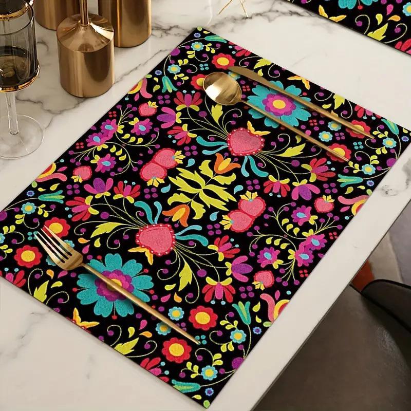 1pc Elegant Floral Tablecloth Placemat - Non-Slip Heat-Resistant Table Mat, Large for Dining, Kitchen, Parties