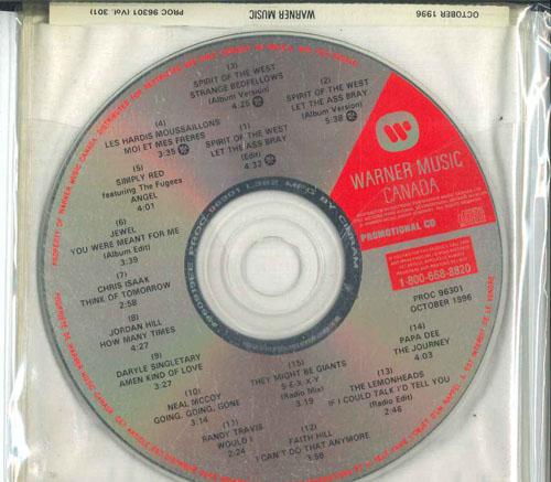 CD РАЗЛИЧНЫЕ Warner Music Канада Октябрь 1996 PROC96301 WARNER MUSIC CA 1996 Канада Рок Б/у