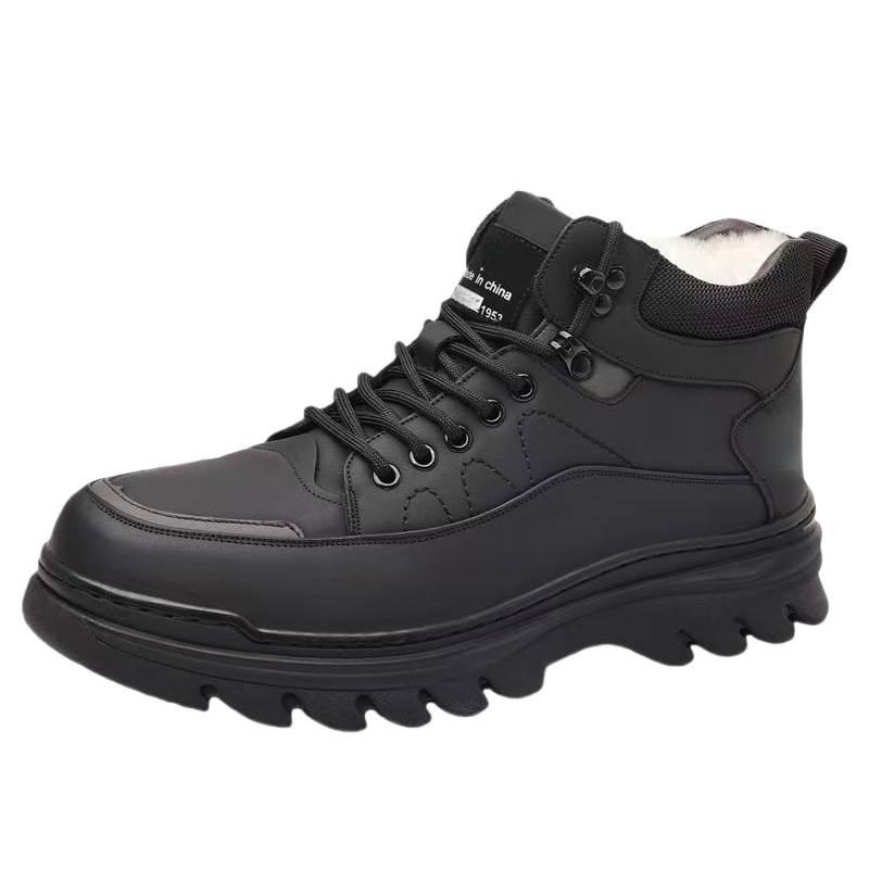 Winter new cotton leather shoes velvet mid-top cotton shoes casual non-slip warm Martin boots soft-soled snow boots