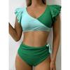 Women S High Waist Ruffled Split Bikini Swimwear For Vacation