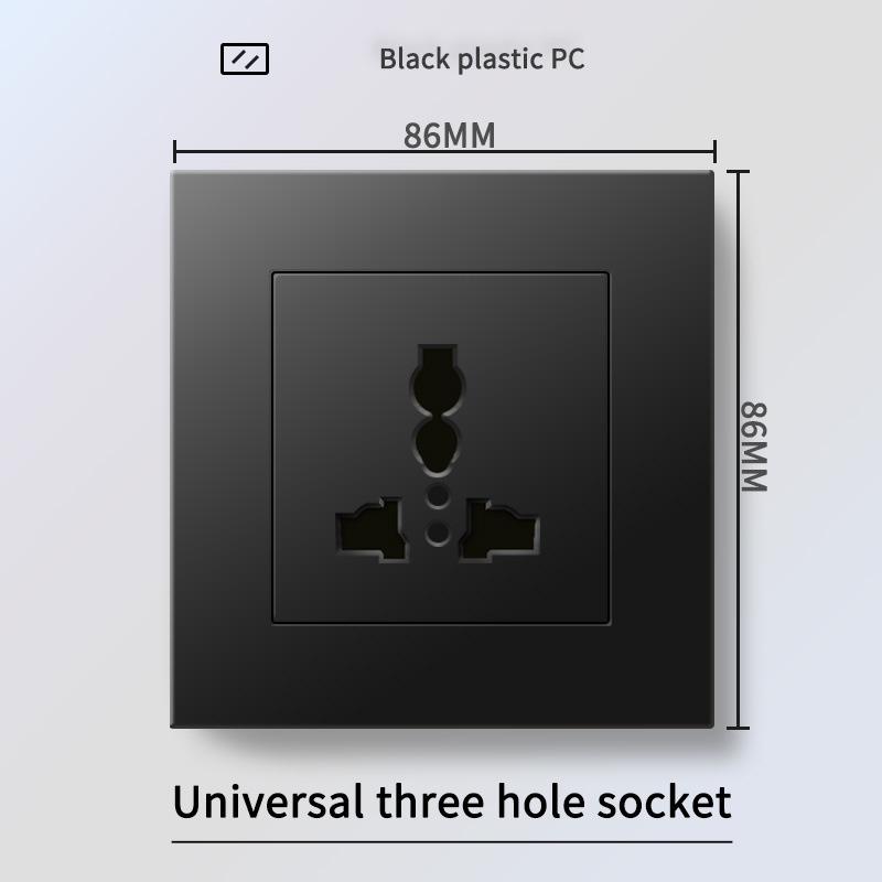 13A British Standard Socket with USB & Type-C Fast Charging, Light Switch, Black Panel for Hong Kong & Macau