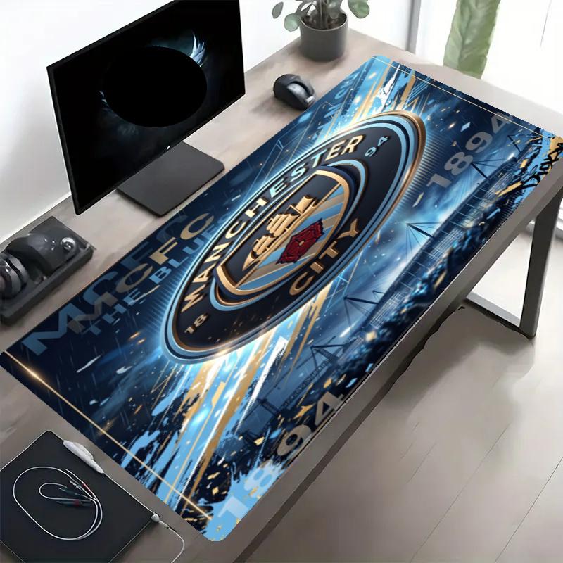 Manchester City FC Print Mouse Pad, Anti‑Slip Desktop keyboard Mat, for PC Laptop Gaming Working Daily Use, Cool Festival Birthday Gift