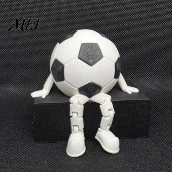 World Soccer Tournament Cup Figurine 3D Printed Ball Buddy with Articulated Legs, Decorative Sports Collectible, Segmented Hinge Football Figure
