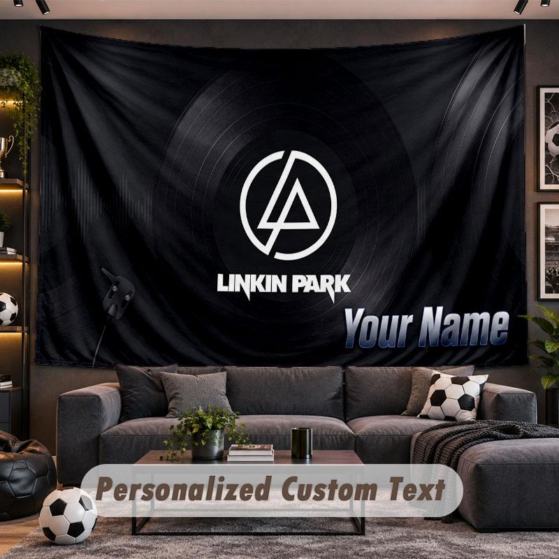 Nástěnná tapiserie Vlastní jménoVzor Linkin Park Personalizovaná tištěná látka Nástěnná dekorace
