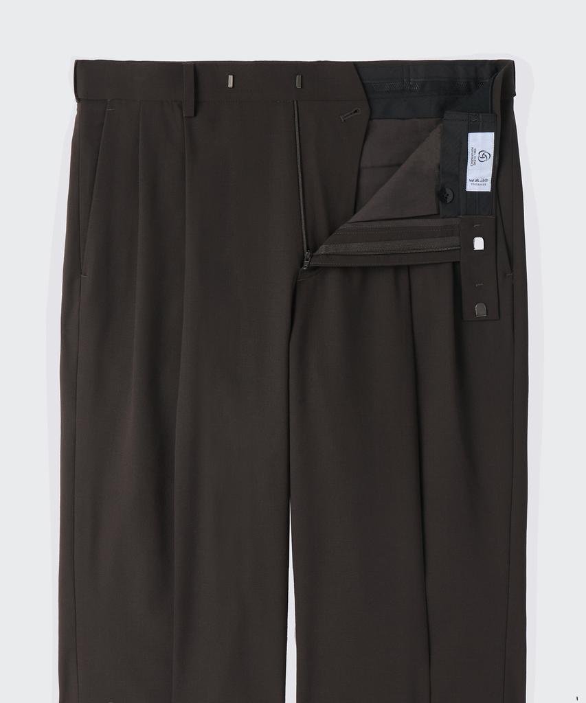 MUSINSA STANDARD Summer Wool Two-Tuck Wide Hidden Elastic Waist Slacks [Brown]