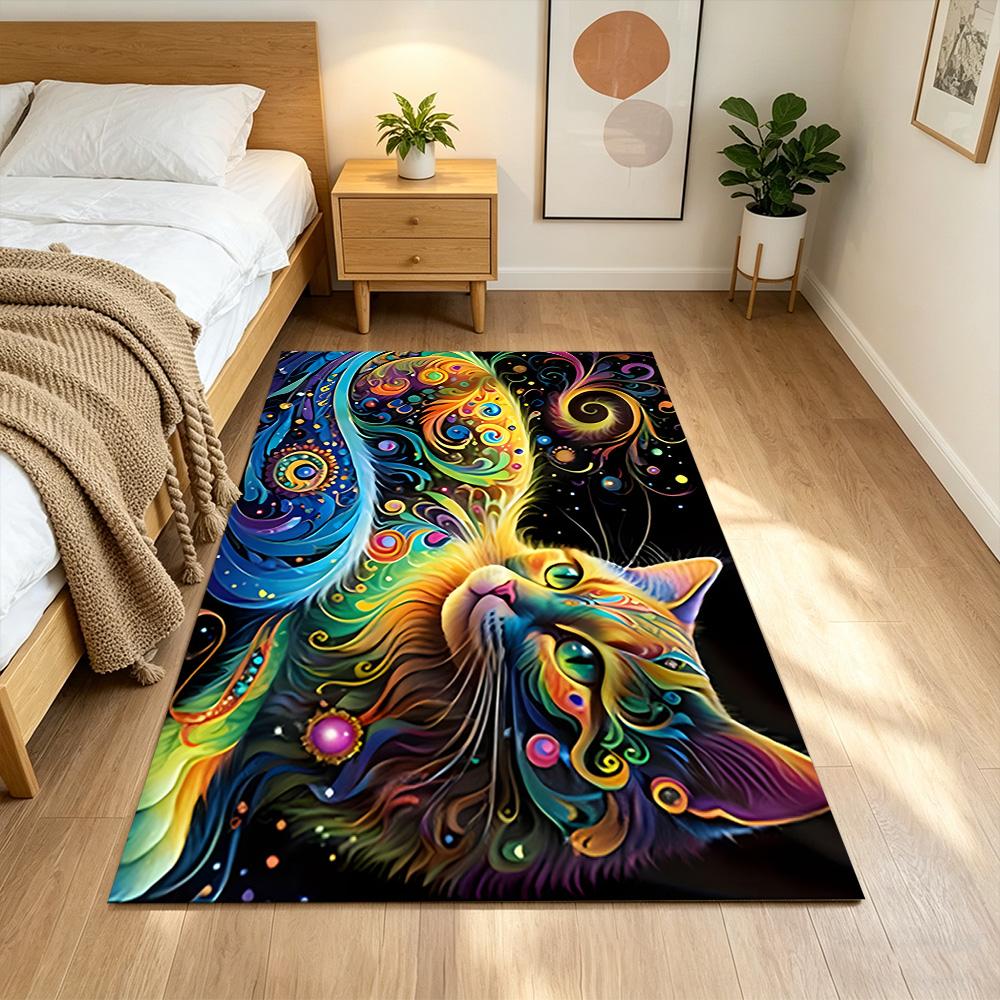 Sunflower Field Cat Dream Non-Slip Home Carpet Design for Office Decor Living Room Bedroom Gift
