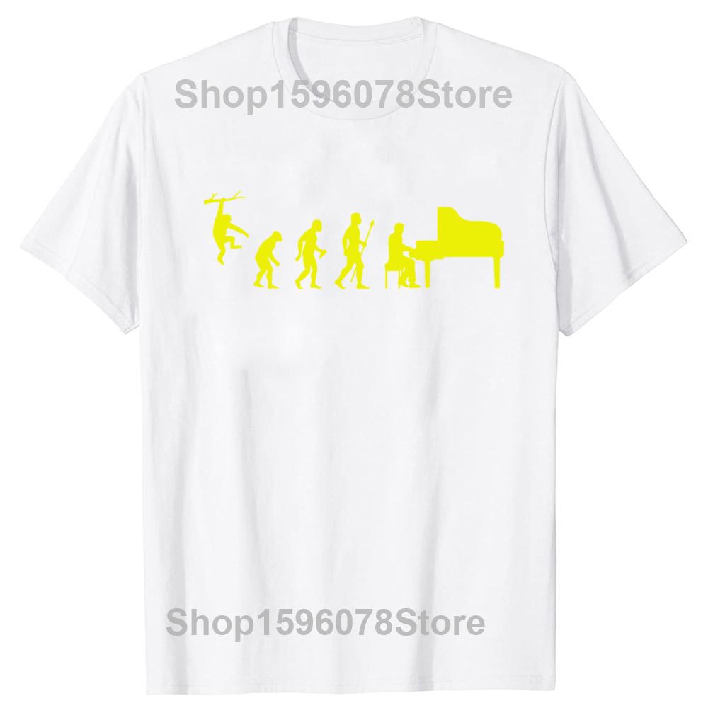 Funny Evolution T Shirt Pianist Piano Instrument Summer Graphic Streetwear Short Sleeve Birthday Gifts T-shirt Mens Clothing