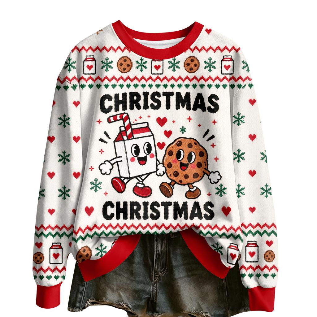 Women's Casual Halloween Print Long Sleeve Round Neck Top for Festive Fall Wear