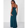 Foreign Trade Lu's Tube Top Sexy Backless Show White and Green Gyaru Fishbone Chest Emphasizing Split Formal Dress Evening Wear Dress Women