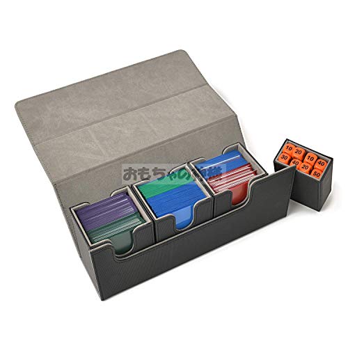 Toy God Trading Card Deck Case, Magnetic Removable Card Case, Leather Card Case Holder Storage (Black (with Dice Compartment))