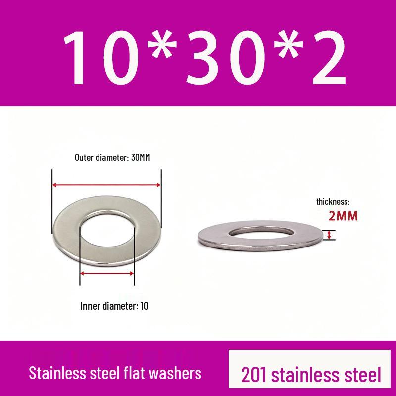 201 Stainless Steel Rust-proof Flat Washer - National Standard Hardware Fasteners with Complete Specifications, In Stock.