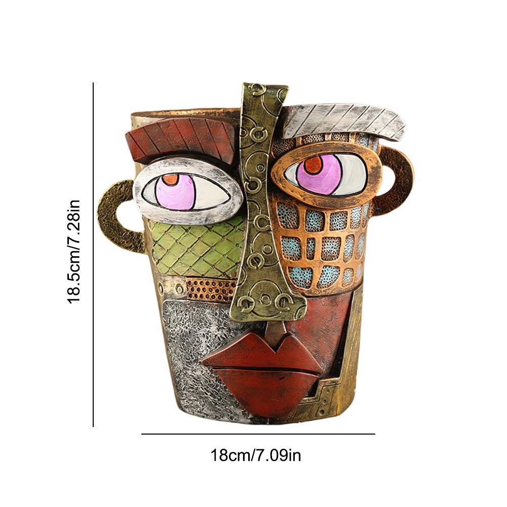 Resin Abstract Beauty Face Flower Pot Abstract Face Flower Pot Colorful Face Abstract Planter for Plant Lover Gift