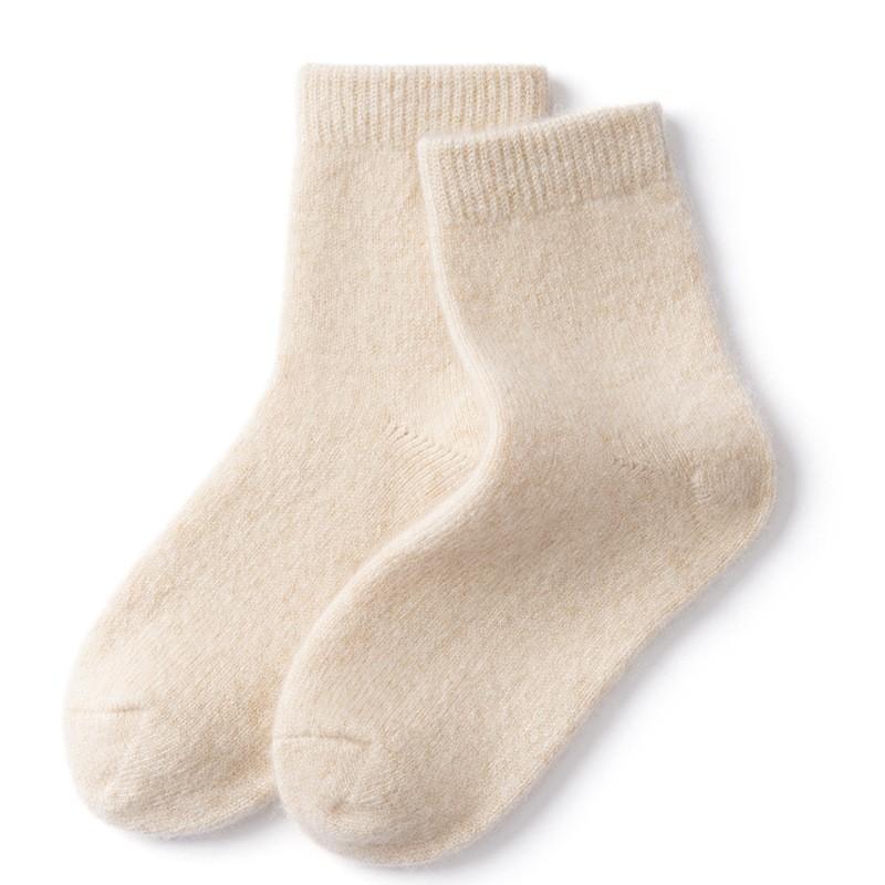 Kids Cashmere Socks Unisex 100% Goat Wool Mid-Calf Solid Warm Fall Winter