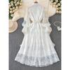 Waist Trimming below the Knees Long Sleeves Elegant Graceful Lace First Love Skirt