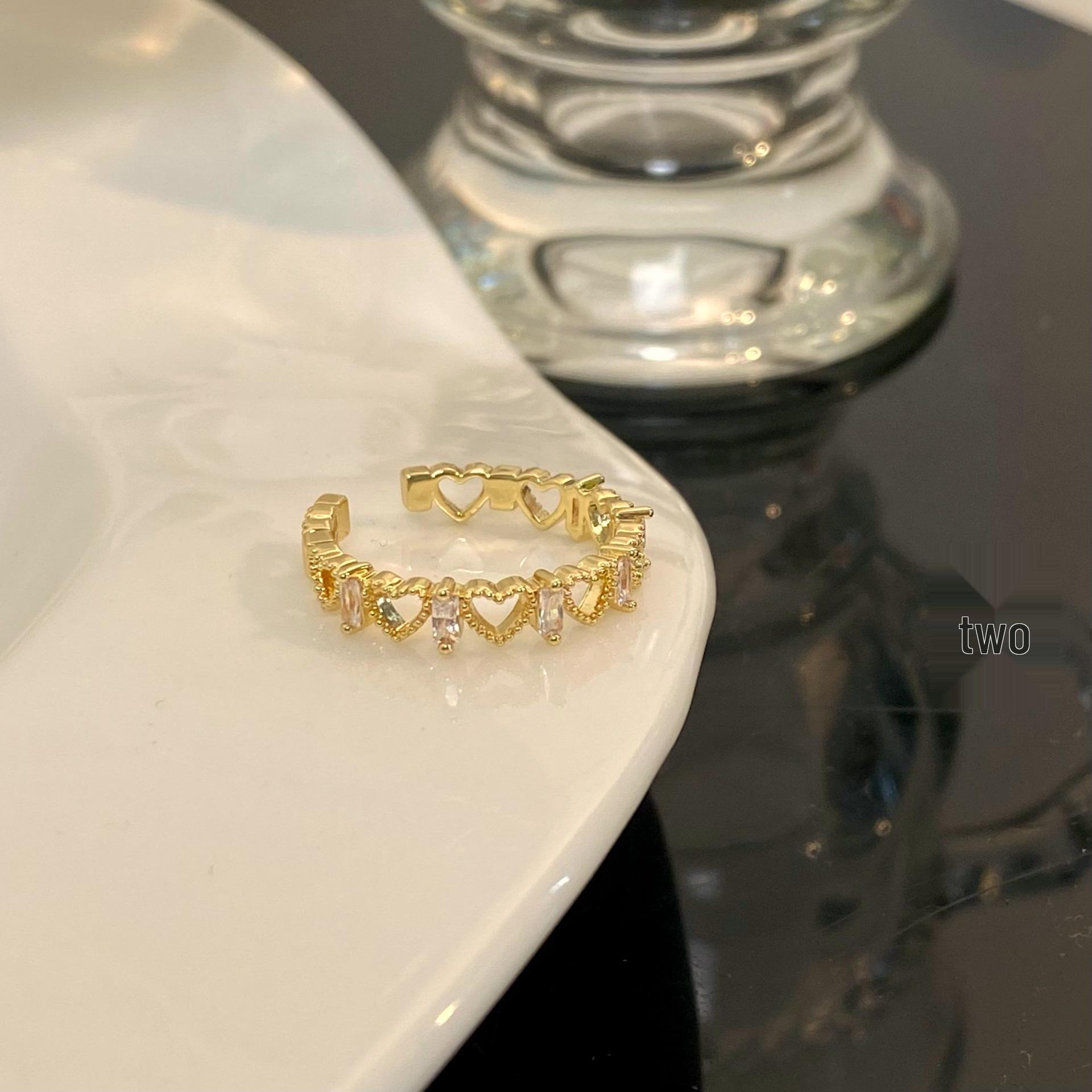 

Японское и корейское нишевое золотое кольцо с открытым сердцем и бриллиантами для женщин Adjustable Open