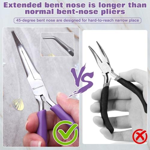 SPEEDWOX Bent Nose Pliers, Needle Nose Pliers, Bent Type, Needle Remover, Mini Bent Nose Pliers, Needle Nose Pliers, Micro Nose Pliers, No Grooves, No