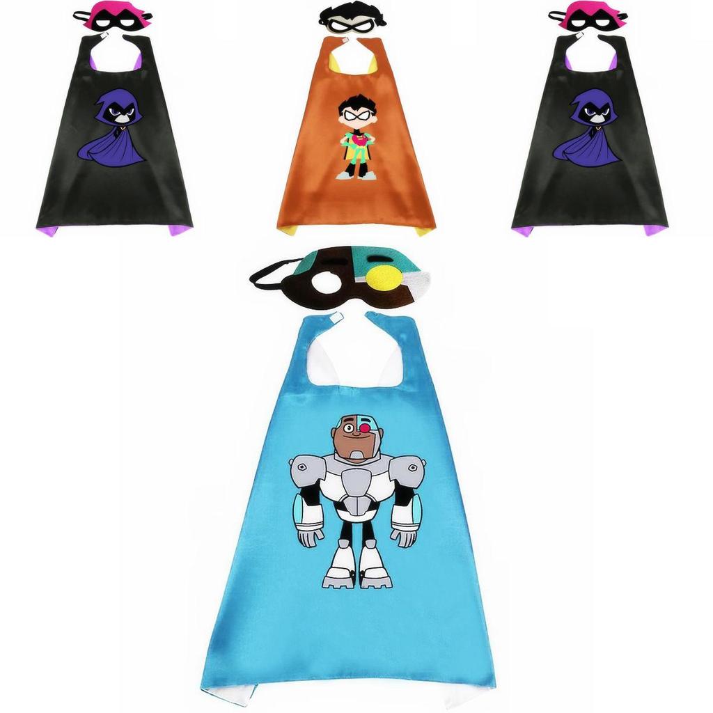 Vibrant Teen Titan Anime Superhero Costume Set With Cloak And Mask For Kids