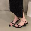 Fashion Mid-heel Sandals Summer New Round Head Open Toe Flannelcloth Hollow-out Anti-slip Wear-resistant Special-shaped Slippers