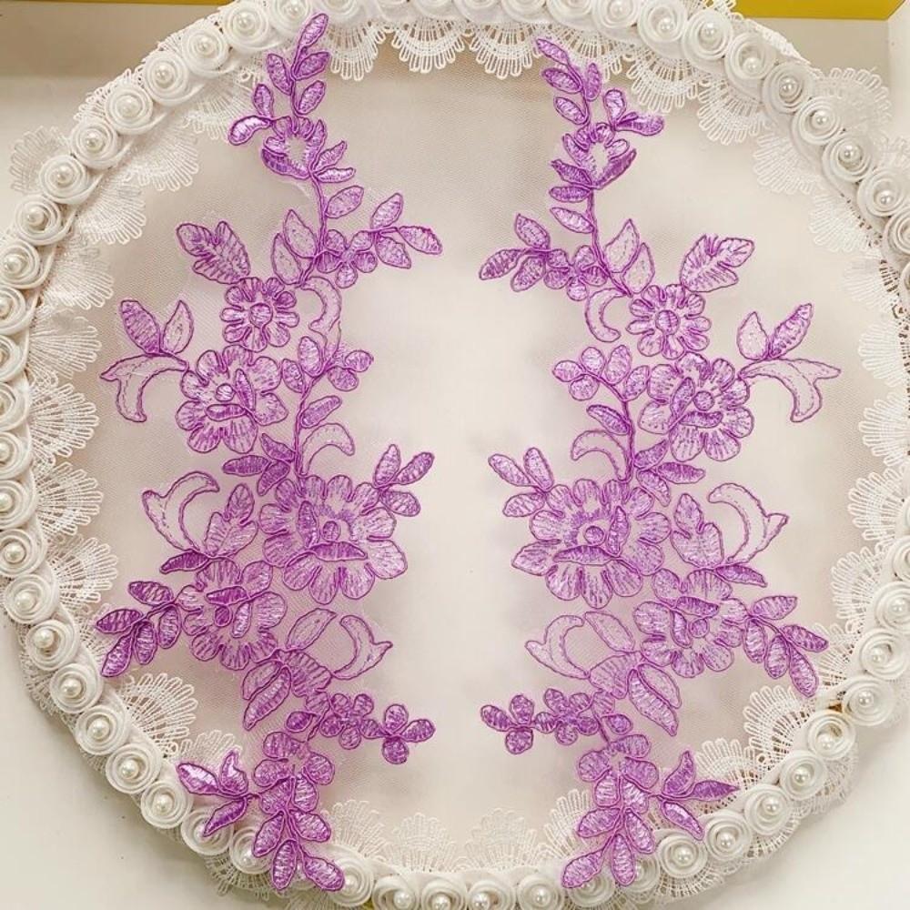 1Pair Polyester Fiber Embroidery Flower Patches DIY Handmade Floral Patches Floral Applique Lace Patch Clothing Accessories