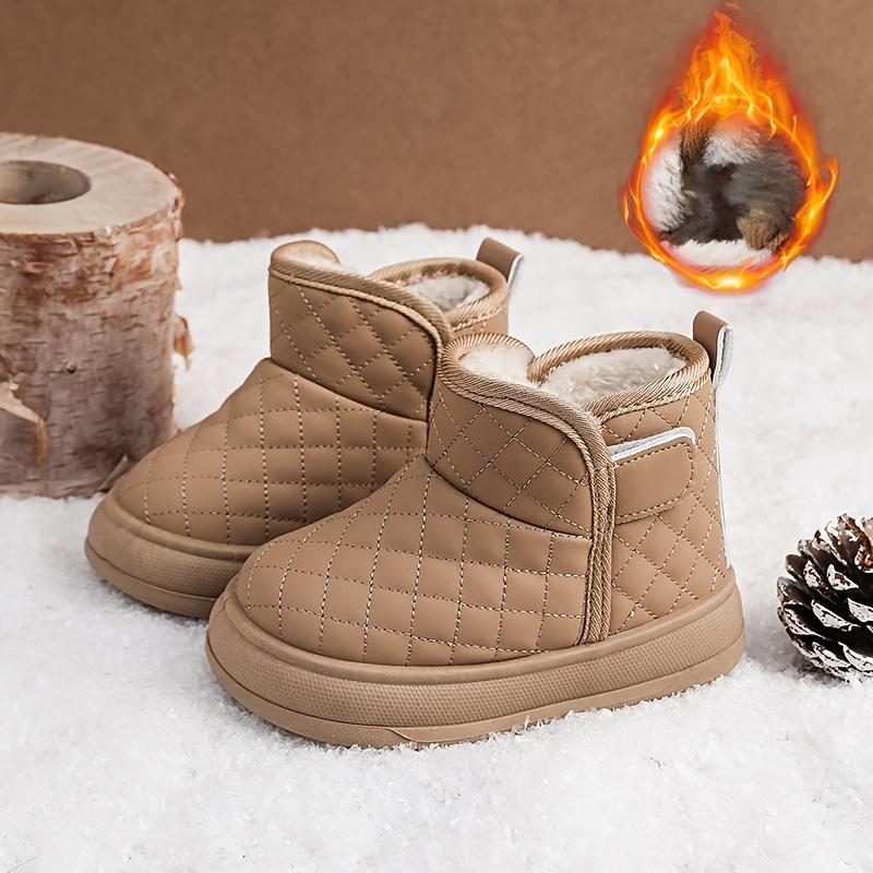 Winter Warm Boys Girls Slip Resistant EVA Snow Boots Arch Support Round Toe Soft Lining Cushioned Insole Beige Black White Gray Casual Shoes Snow