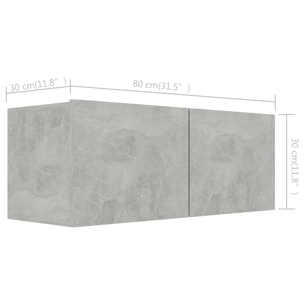 Vidaxl 4-Cz. TV Cabinet Set, Concrete Grey, Wood-Based Material