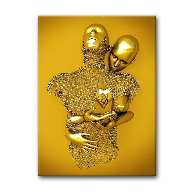 

Золотой мальчик и нефритовая девочка, пара, металлический портрет, художественная картина маслом, плакат и эстамп, современное украшение для гостиной, стены 21cm×30cm NoFrame
