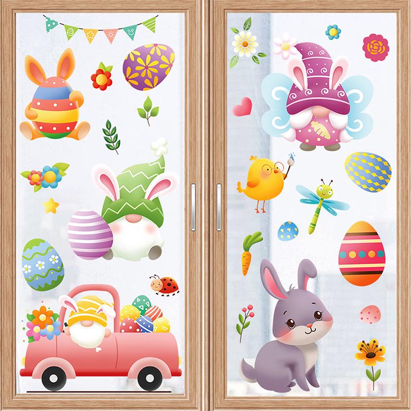 Chuanhao Easter Stickers: Cute Rabbit & Colorful Egg Cartoon Wall Décor