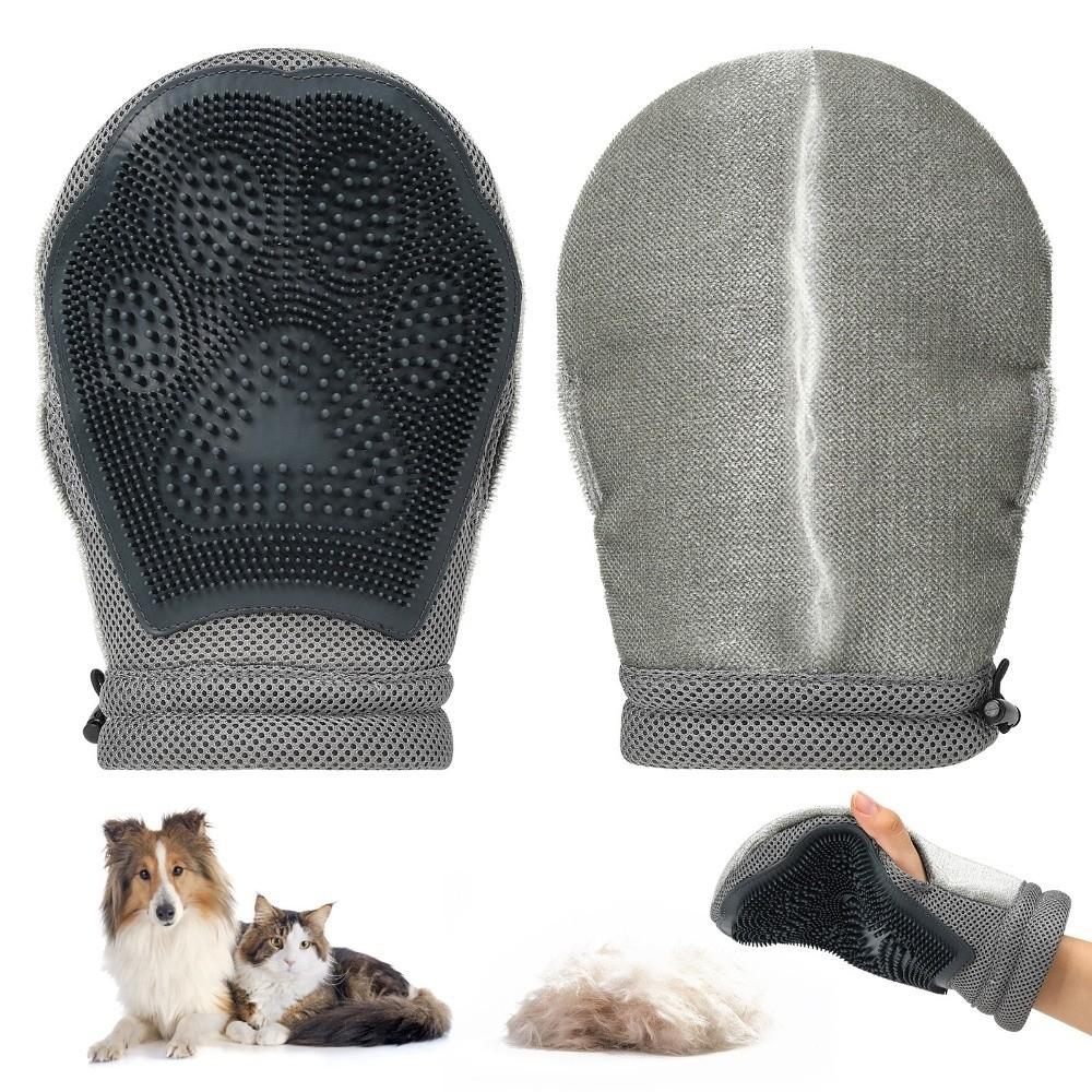 Soft Pet Hair Removal Glove Double-sided Cat Cleaning Brush Pet Detangling Mittens  Massage